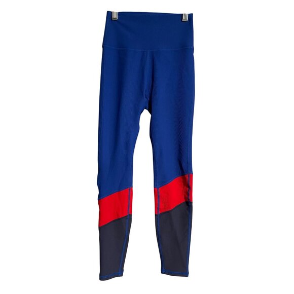Wilo The Label Womens 7/8 Leggings XS Cobalt/Red Colorblock Stretch - Picture 1 of 9